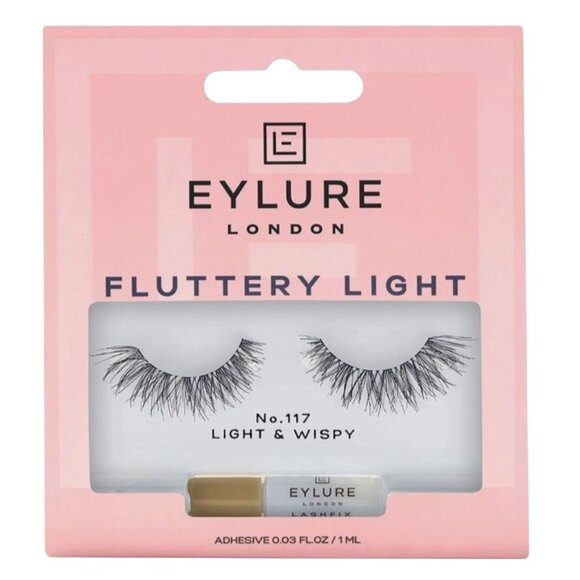 Eylure London Fluttery Light False Lashes with Adhesive Glue Light Wispy No. 170 - Picture 1 of 2